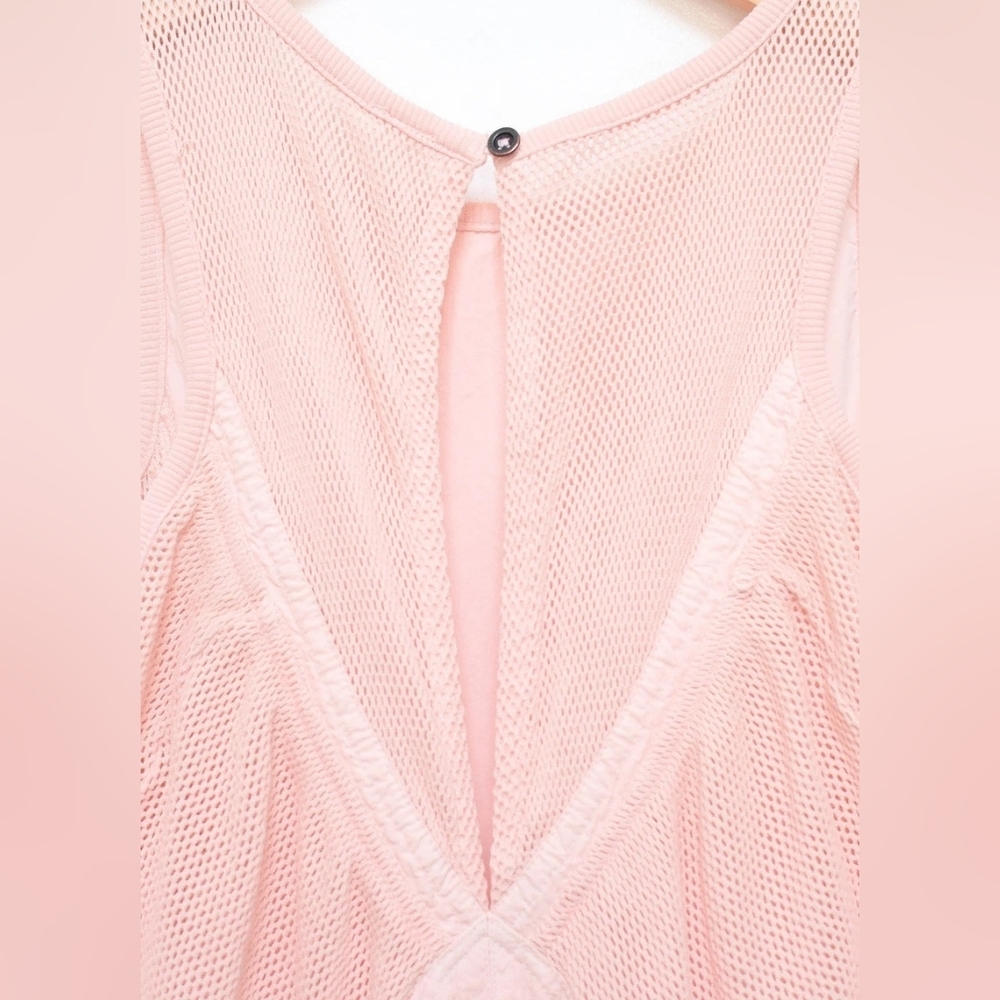 Anthropologie Daily Practice Hill Up Tiered Drop Waist Mesh Dress Pink Size XS - Picture 11 of 14